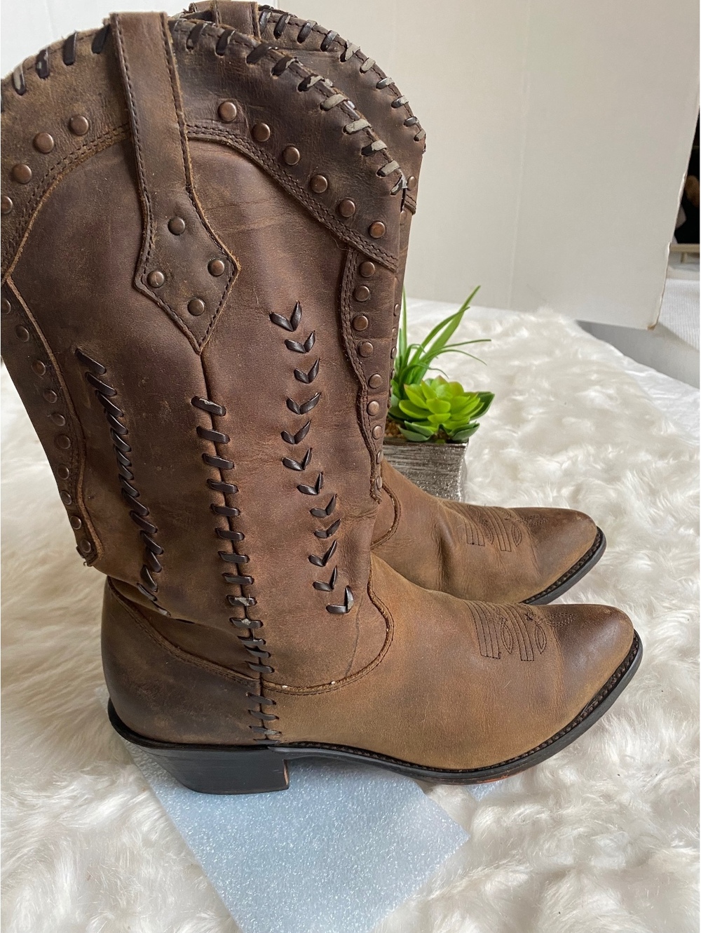 Durango Women's Brown Leather Western Cowboy Boots Size Eight Medium